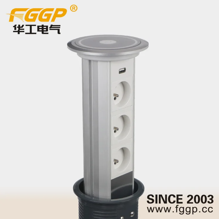 Intelligent Retractable Smart Kitchen Tabletop Hidden Pop Up Vertical Electrical Socket With USB port