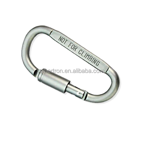 High Quality Aluminum D Shaped Flatten Metal hook clip Carabiner keyring set