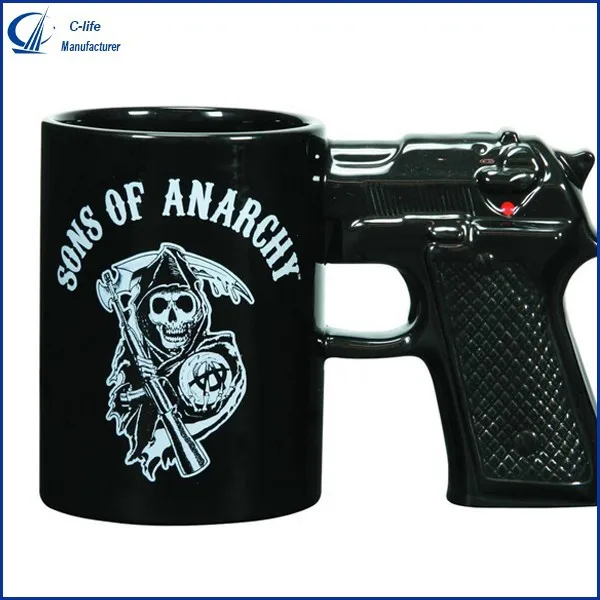Gun Pistol Shaped Ceramic Tea Coffee Mug Cup