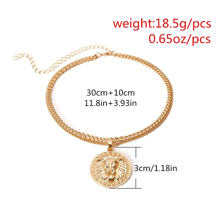 Vintage Alloy Lion Head Pendant Necklaces For Women 2018 New Multi Layer Necklace Statement Jewelry (KMN0804)