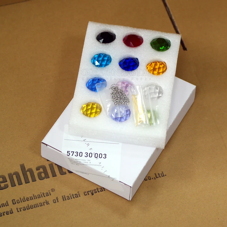 
Wholesale 30mm K9 high quality colorful chandelier Lighting Crystal Prism Ball Hanging Pendant 1 set of 12 colors 