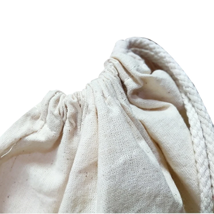 Factory cheap price nice design custom promotional recycled portable white 100% cotton drawstring durable cotton dust bag 01