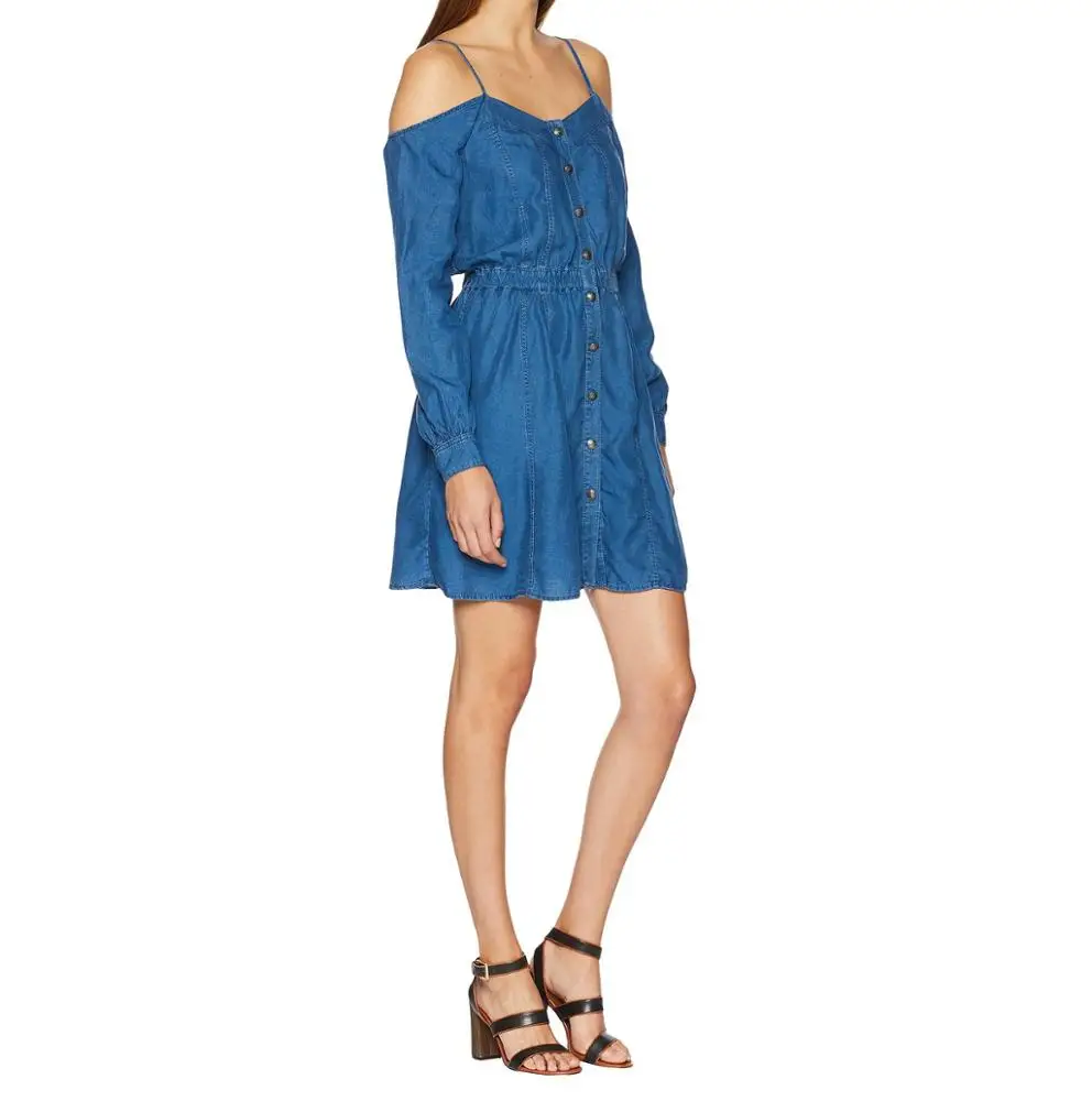 Wholesale Women Dress Summer Loose Jeans Dresses Casual Sleeveless Ladies Denim Dresses