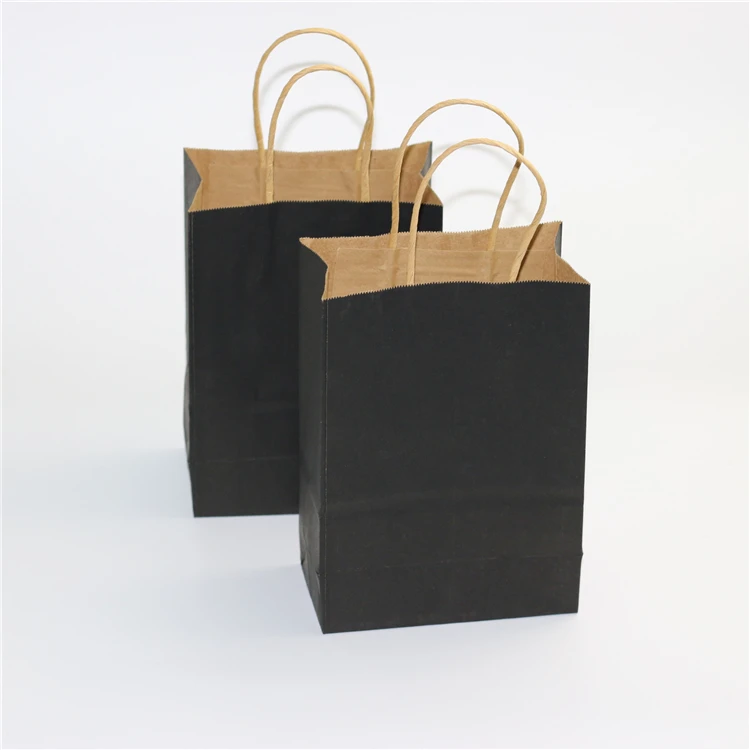 Пользовательские Дизайн Дешевые черный мешок крафт-бумаги для покупок