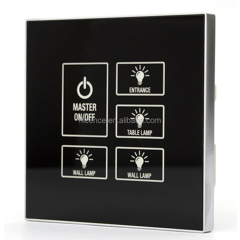 Tempered Glass Master Control 5 Gang Hotel Touch Wall Switch