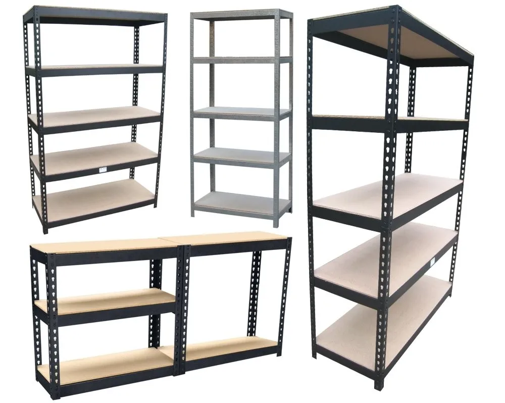 2 Light duty industrial shelving unit 5 tier garage metal racking galvanized storage shelves steel mdf boltless shelving