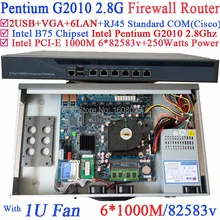 Intrusion detection systems 1U Friewall Barebone PC with Intel Pentium G2010 2.8Ghz 6*1000M 82583v Lan Wayos PFSense ROS support