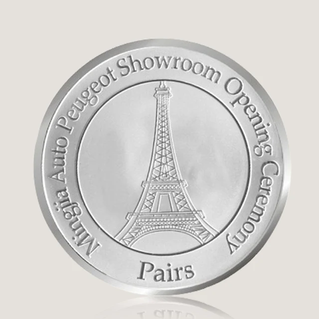 Zinc alloy embossed sign custom souvenir aluminum silver metal chinese panda coin