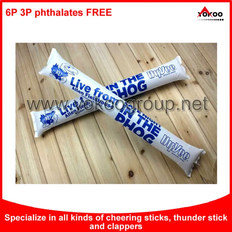 Inflatable plastic cheering sticks