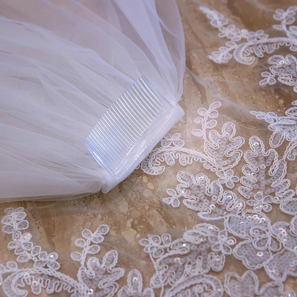 
Wedding Veil 4 Meters Long High Quality Bridal Head Veils One-layer Lace Veil lace Women Wedding Accessories 