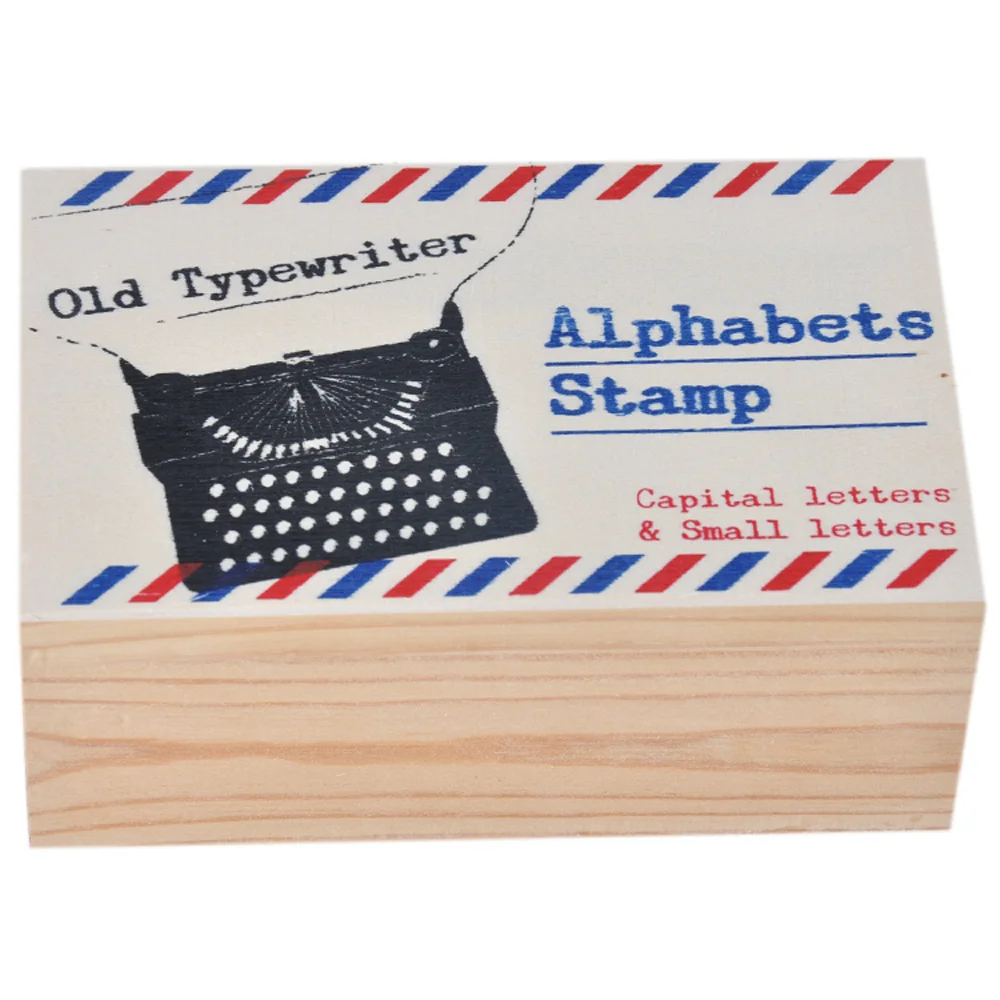scrapbooking crafts upper case and lower case alphabets letters wooden box stamp set