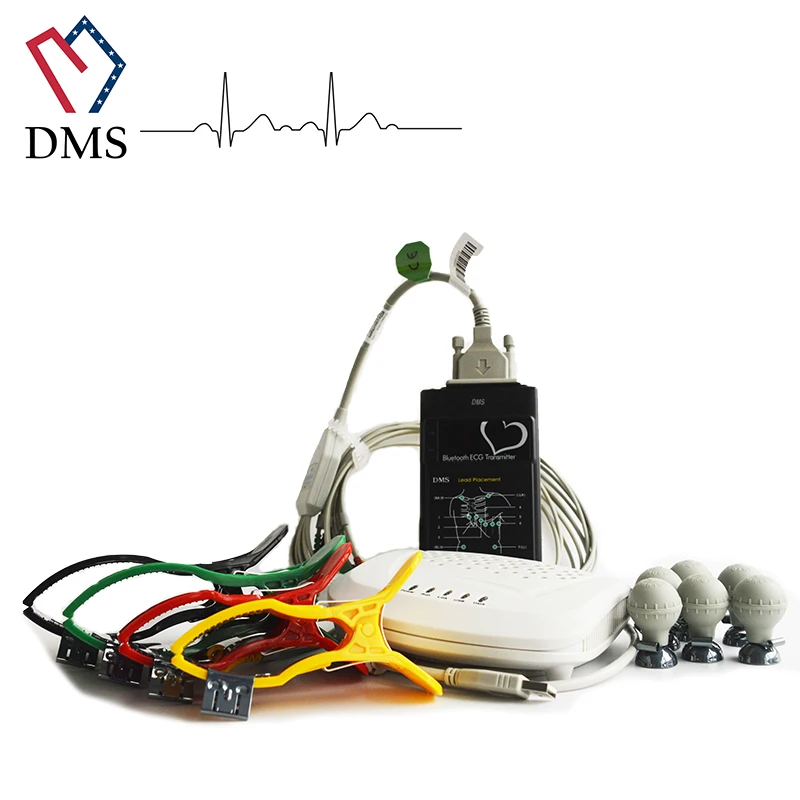 DMS Wireless ecg electrodes device 12 lead stress test ecg machine