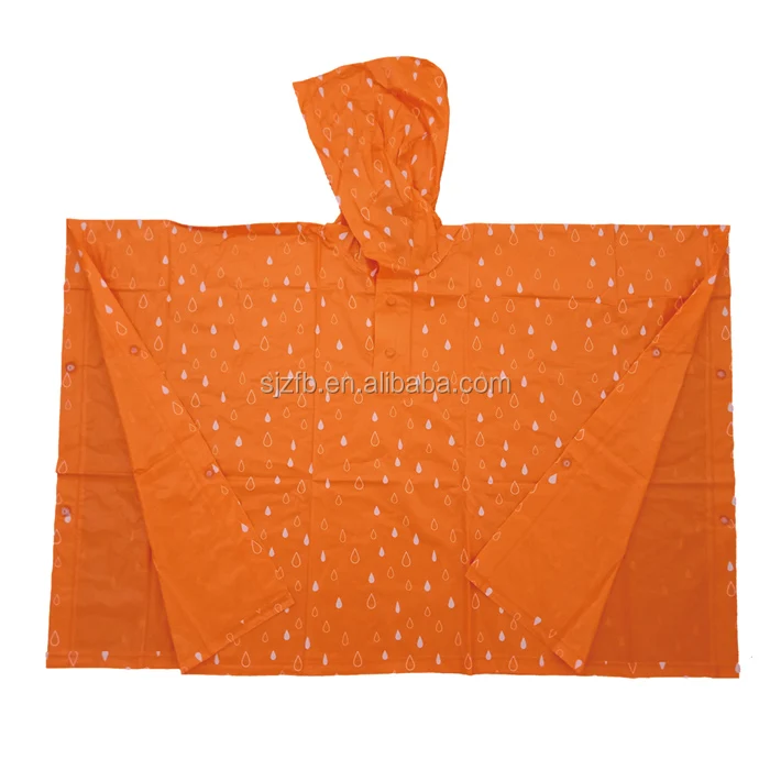Orange simple children PVC square poncho