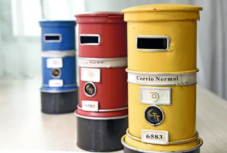 
custom classical post box money bank tin coin bank 