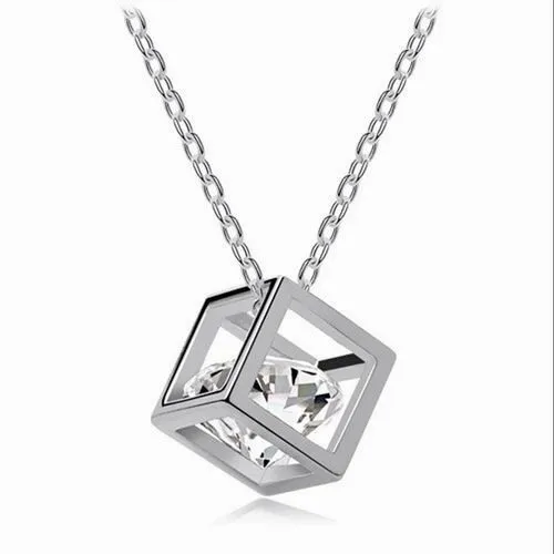 Wholesale Fashion Necklace Cubes Zircon Solid Gold Jewelry, 18k Gold Filled Jewelry