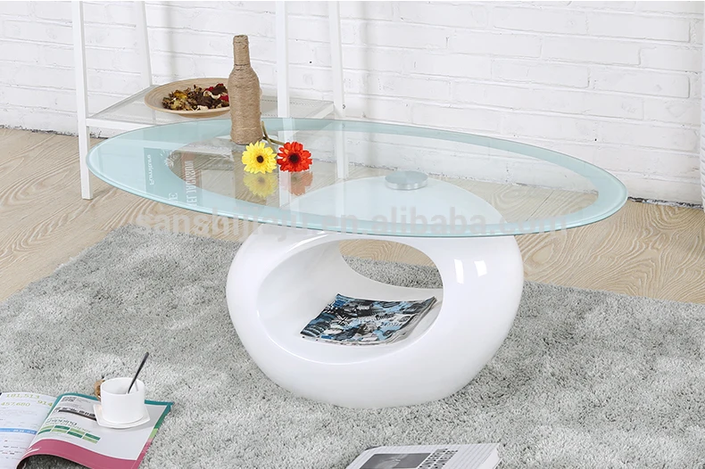 
Modern Fiber Oval Glass Coffee Table for sale Home Used Furniture living room 