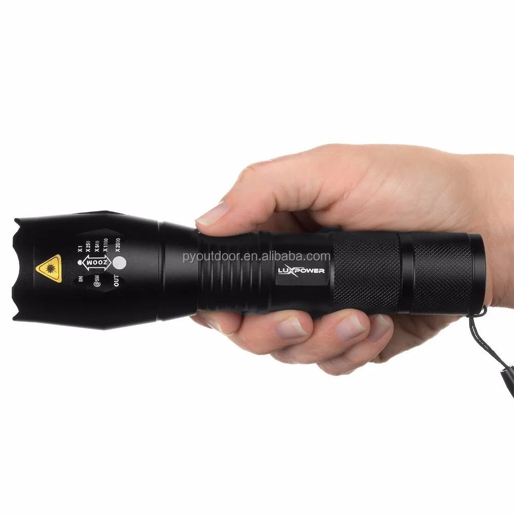 High quality self-defense T6 led bulb 1000lm handheld adjustable waterproof IPX5  rechargeable tactical led flashlight