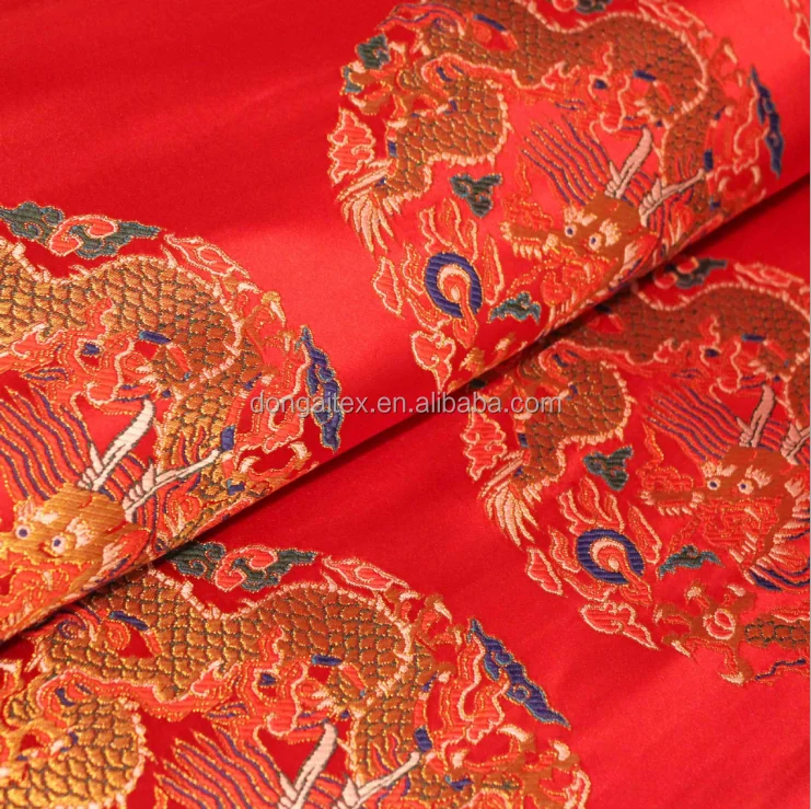 High-grade tapestry satin fabric silk fabric Dragon robe