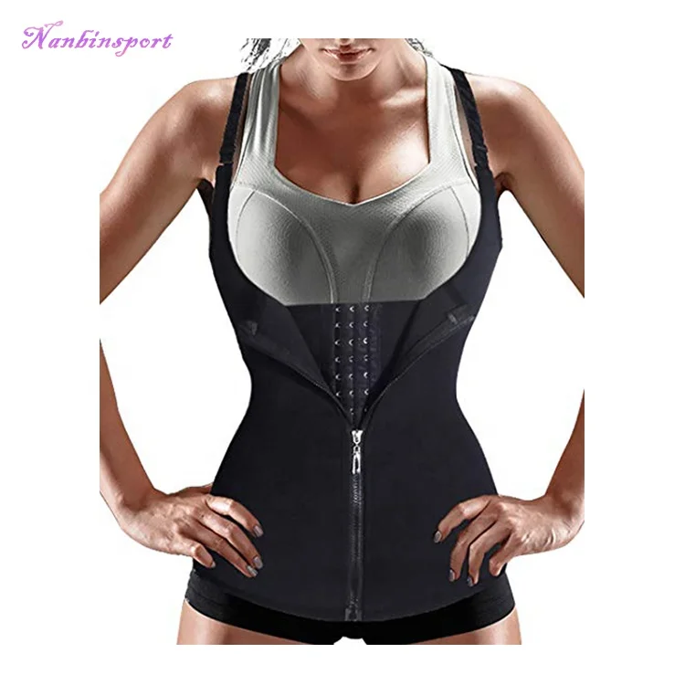NANBIN Woman Workout Corset Private Label Women Waist Trainer Zipper Body Shaper Corset Neoprene Sauna Sweat Vest