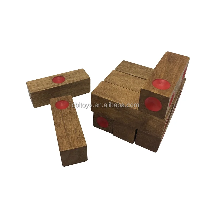 3D wood domino cube dice puzzle