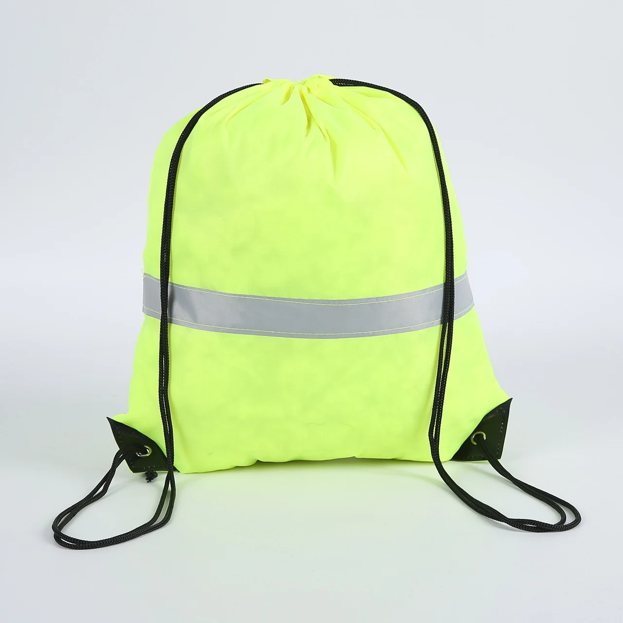 Reflective High Visibility beach Drawstring Bag Safety Polyester Cycling Backpack