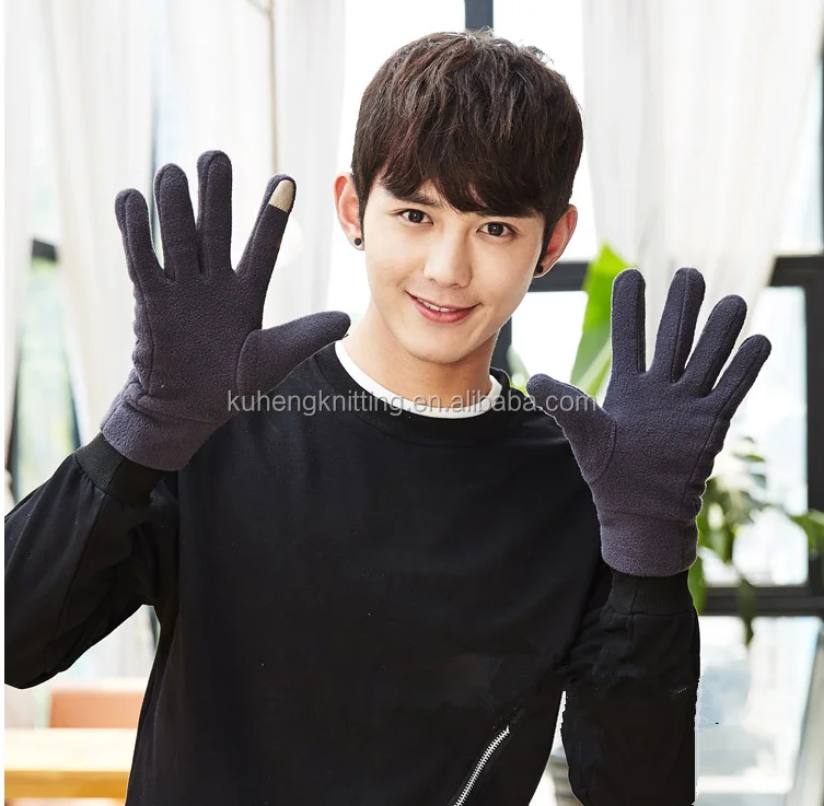 Men winter touch screen gloves warm polar fleece gloves