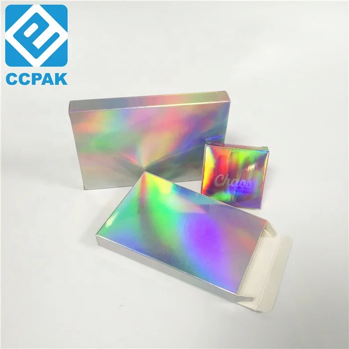 Eyelash/Nail Polish Packaging Hologram paper box Holographic Foil bags with Adhesive sticker