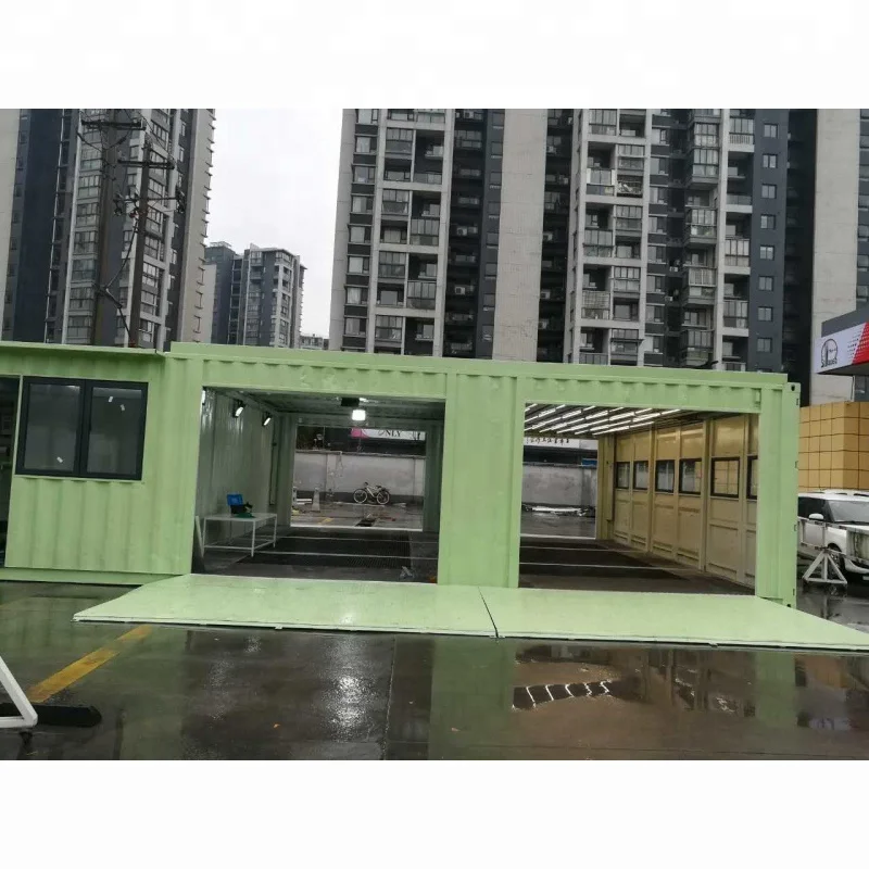 Green modified shipping container Car washing room for sale