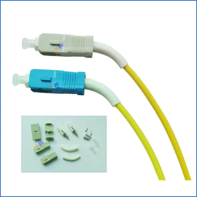 Ferrule end surface pre domed SC UPC boot fiber optic 90 degree connector