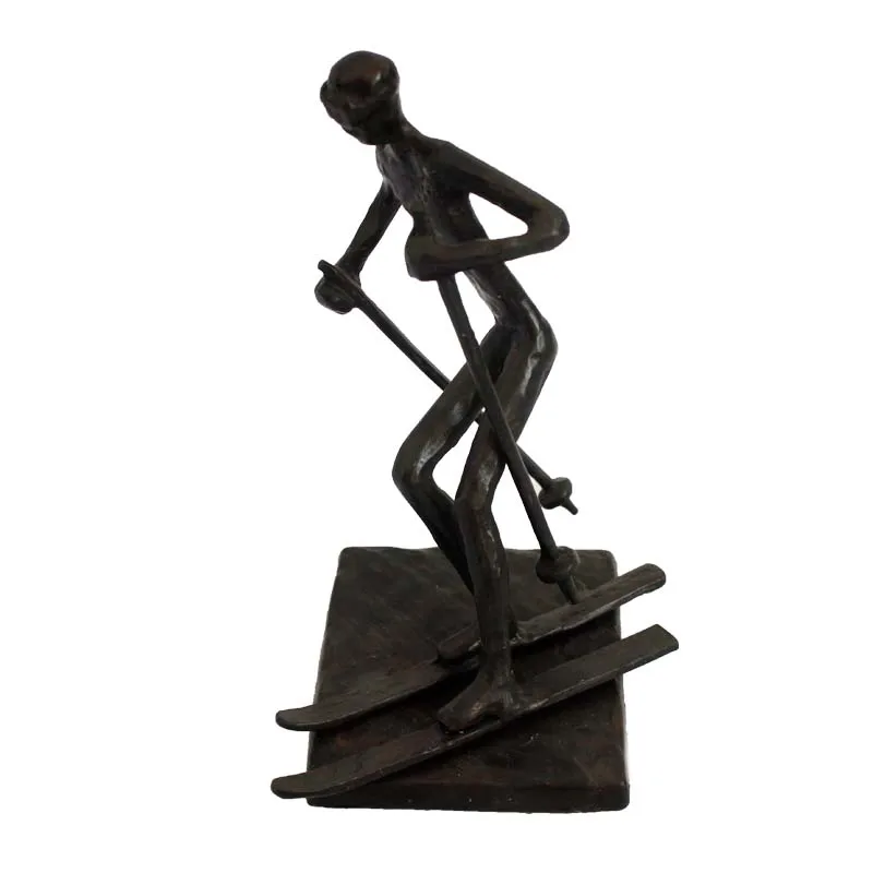 Hot sell cast iron vintage bronze sculpture Ice Skating Figure Ornaments Home Decor Business gifts home designs decorations