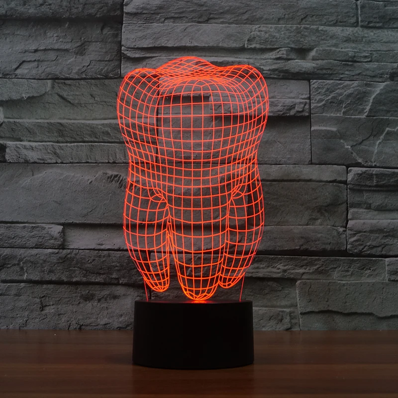 FS-2874 3d illusion led night light with tooth shape table lamp for dentist decorative light