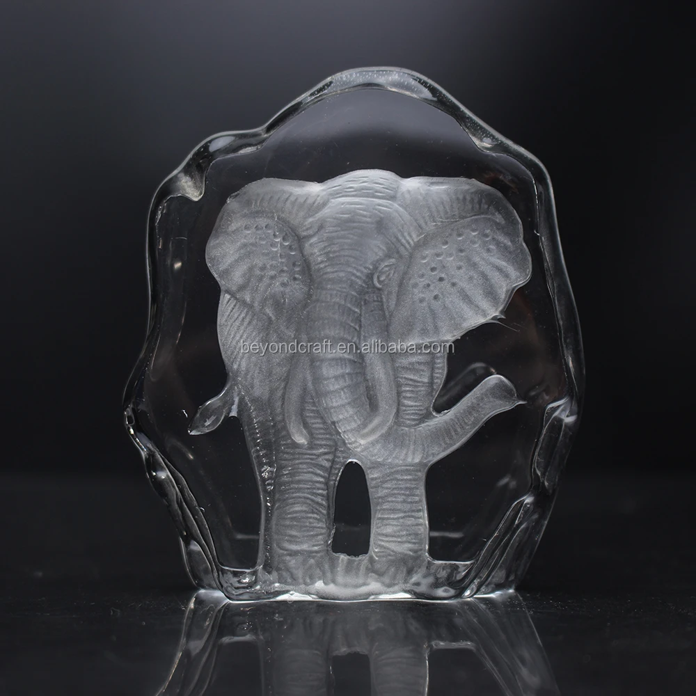 Small Crystal Engraving Elephant Sculpture Paperweight Indian Wedding Door Gifts