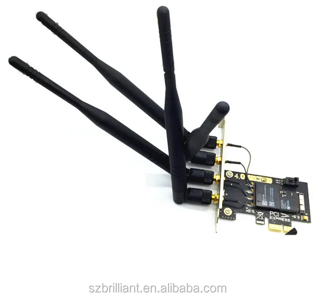 BCM94331 BCM94360CD BCM943602CDAX BCM943602C WLAN Card convert To PCI-e 1x 16x Desktop PC WIFI WLAN Adapter for Apple WIFI Card