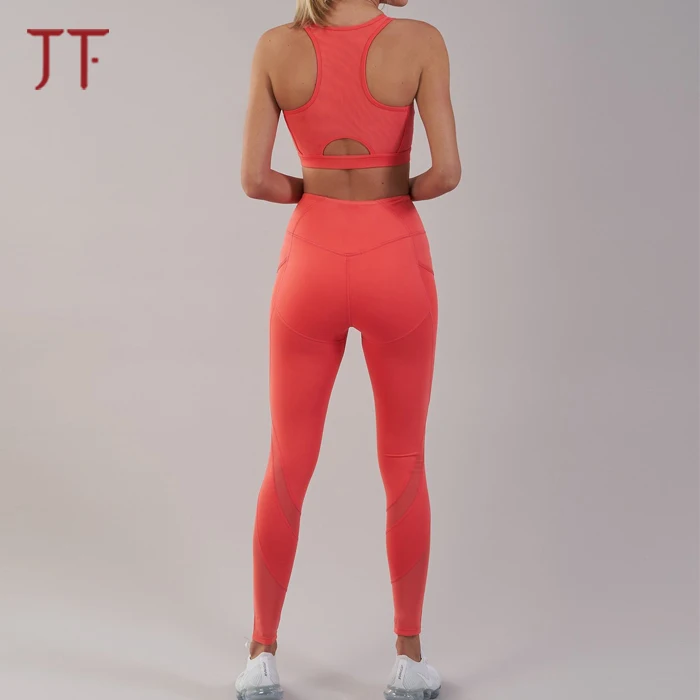 OEM Women Quality Supplex Gym Tight Mesh Sport Yoga Set Leggings