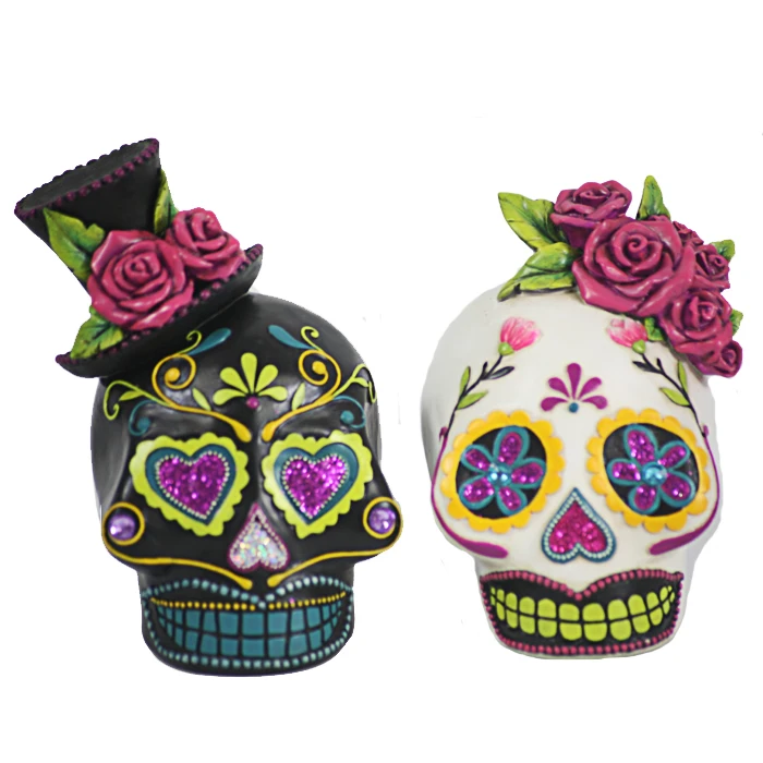 
Colorful resin day of the dead skull art decorations  (60446982731)