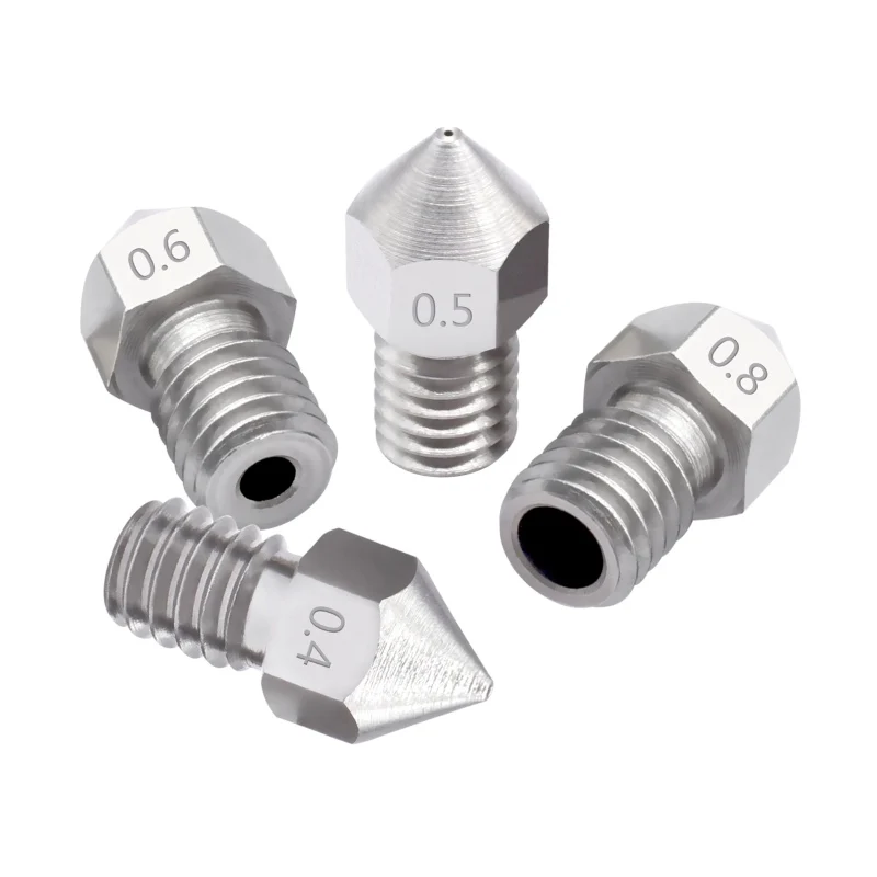GIULY 3D Printer MK8 V5 V6 stainless steel M6 Nozzle 0.2/0.3/0.4/0.5/0.6/0.8mm Extruder Print Head For 1.75mm Filament