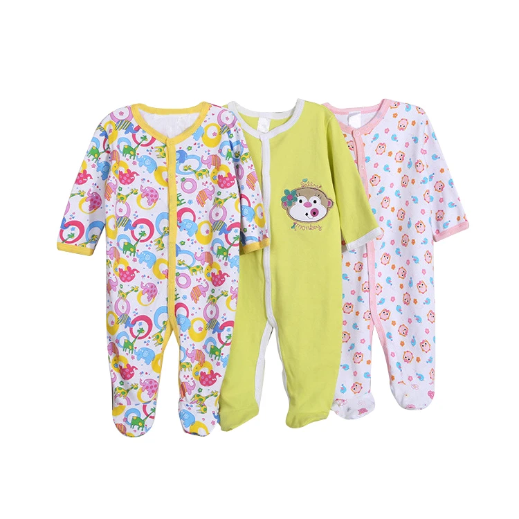 
Wholesale Cheap 3 Pack Cotton Baby Overalls Pyjamas Infant Footed Pajama Clothing Baby Romper Sleepsuits 