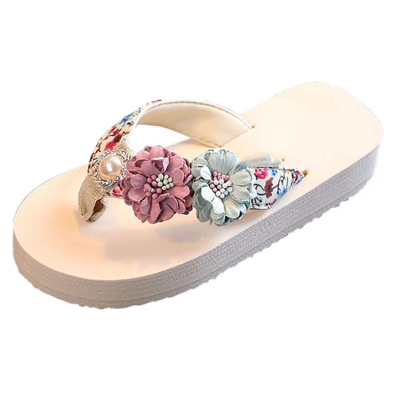 Шлепанцы Eva с жемчугом и цветком, детские летние Тапочки