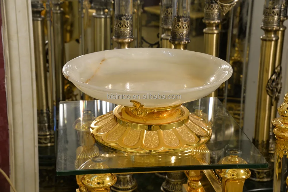 Luxury European Palace Table Fruit Bowl, Gilt Brass and Crystal Candy Compote