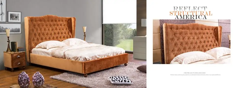 
European Style High Headboard Fabric Bed 