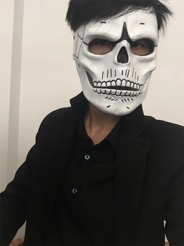 Poeticexist Horror White Human Skeleton Cosplay Full Face Halloween Costumes Party Masquerade Mask For Day Of The Dead