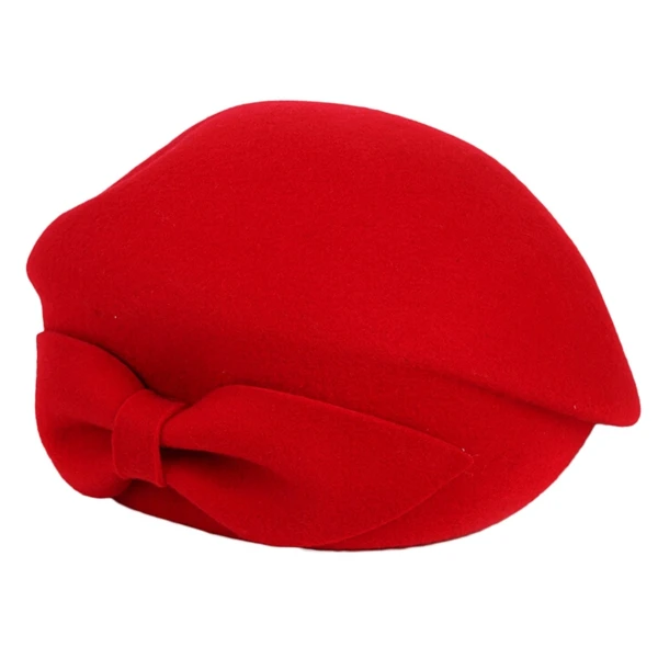 New Arrival Women Elegant Solid Color Wool Felt Beret Hat