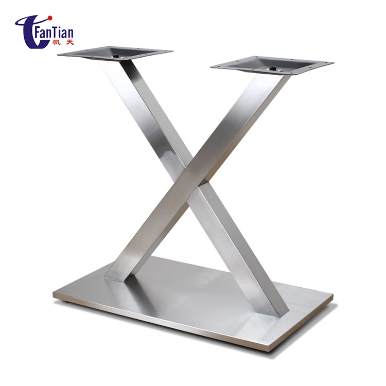 Stable Cross Shape Stainless Steel Table Base Metal Bar Table Legs