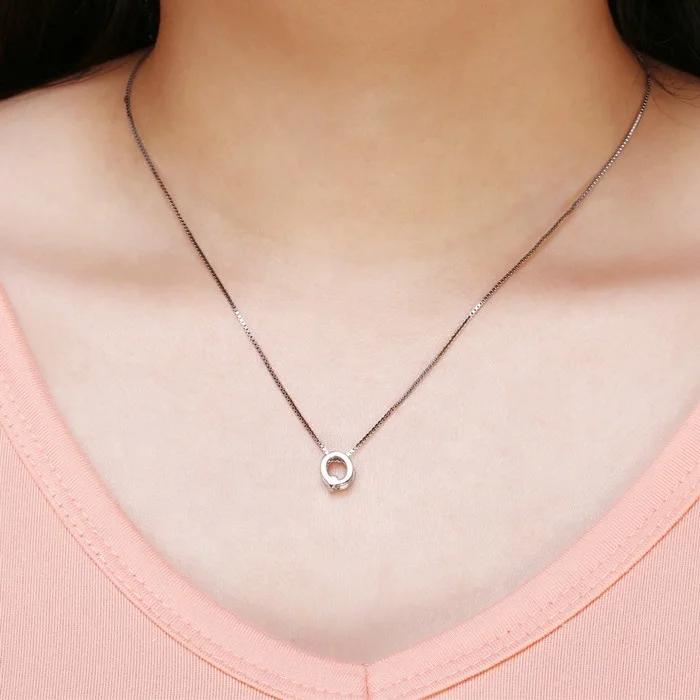 Simple women jewelry silver charm initial letter 925 sterling silver necklace with letter pendant