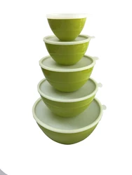kichen collection high quality BPA free melamine 5 pcs salad bowl set with lids