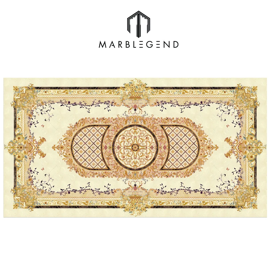 
Royal corridor hotel square water jet marble flooring design 