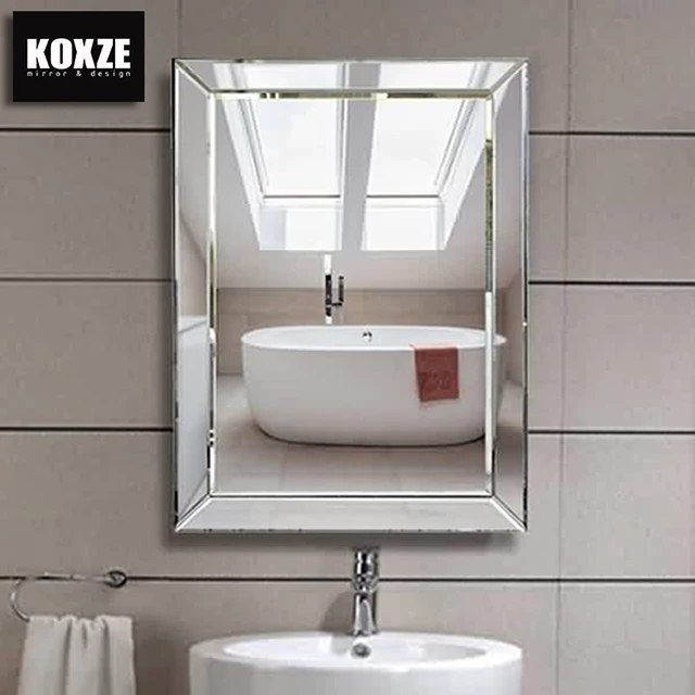 
KOXZE Unique rectangle designer decorative bath beveled glass mirror framed wall mirror for hotel bathroom vanity 
