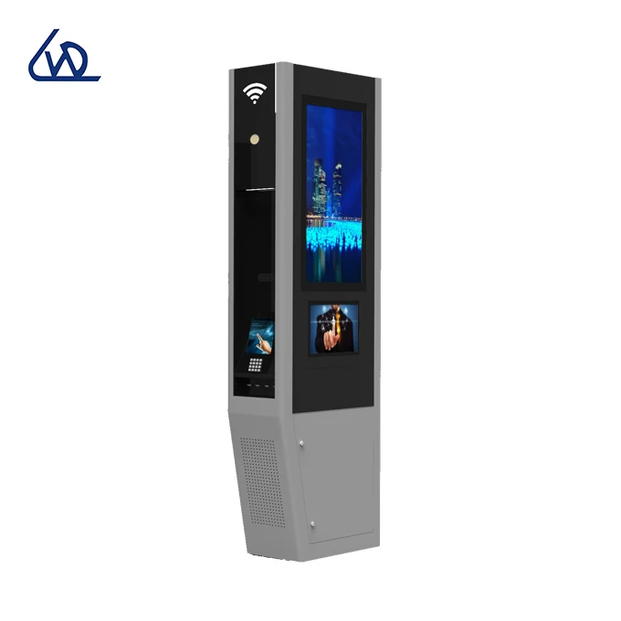 55 65 75 inch Floor standing advertisement kiosk totem waterproof phone booth LCD outdoor digital signage device