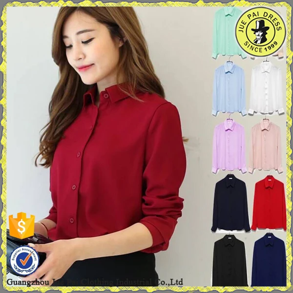 Hot sale women shirt latest style office uniform for ladies long sleeve ladies shirt
