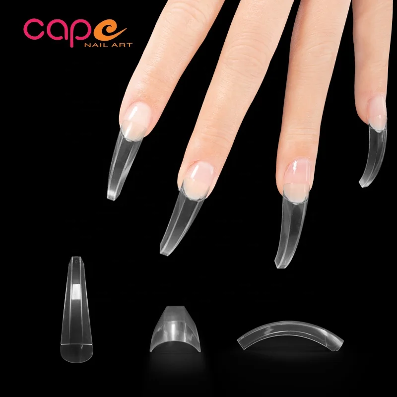 
Super Thin Nails Long Shape Half Cover Clear Nails. 